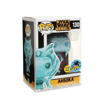 Ahsoka Funko Pop! #130 Glow Los Angeles Comic Con Exclusive stock photo in-box from Star Wars Rebels