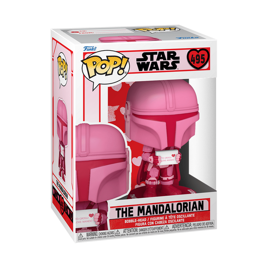 The Mandalorian Funko Pop! #495 Valentine’s Day stock photo in-box from Star Wars