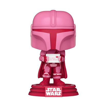 The Mandalorian Funko Pop! #495 Valentine’s Day stock photo out-of-box from Star Wars