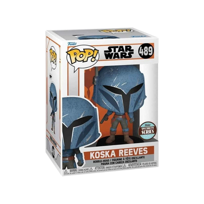 Koska Reeves Funko Pop! #489 Specialty Series stock photo in-box from Star Wars: The Mandalorian
