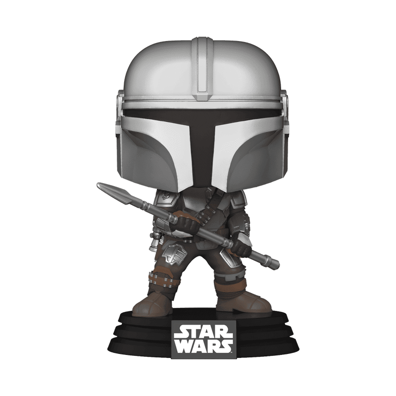 The Mandalorian with Beskar Staff Funko Pop! #479 Funko Exclusive stock photo out-of-box from Star Wars: The Mandalorian