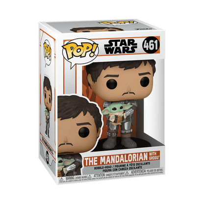 The Mandalorian with Grogu Funko Pop! #461 stock photo in-box from Star Wars: The Mandalorian