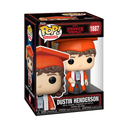 Dustin Henderson Graduation Funko Pop! #1887 stock photo in-box from Stranger Things