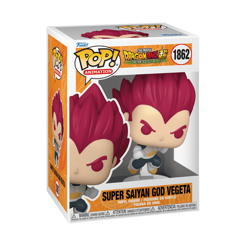 Funko Pop! Dragon Ball Super Super Saiyan God Vegeta #1862 Funko Pop box packaging front view