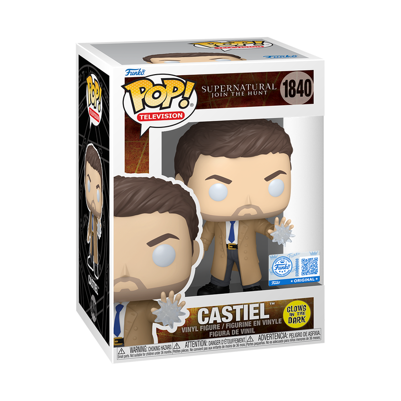 Castiel Funko Pop! #1840 Exclusive Glow stock photo in-box from Supernatural