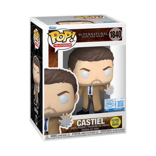 Castiel Funko Pop! #1840 Exclusive Glow stock photo in-box from Supernatural
