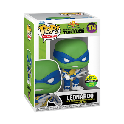 Leonardo as Mighty Morphin Power Ranger Funko Pop! #104 San Diego Comic Con 2022 Toy Tokyo Exclusive stock photo in-box
