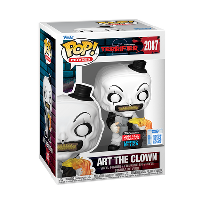 Stock photo of Terrifier 2 Funko Pop! Art the Clown #2087 NYCC 2026 shared-sticker edition in box.