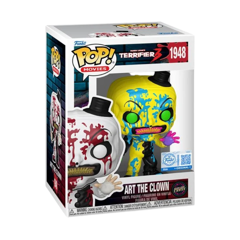 Funko Pop! Terrifier 3 Art the Clown #1948 Entertainment Earth Exclusive figure from the complete set shown inside original retail packaging