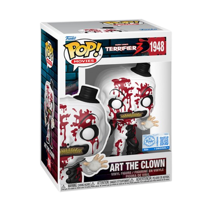 Funko Pop! Terrifier 3 Art the Clown #1948 Chase Entertainment Earth Exclusive figure from the complete set shown inside original retail packaging