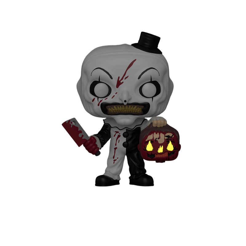 Art with Steve's Head Funko Pop! #2169 out-of-box showing glow-in-the-dark effect from Terrifier