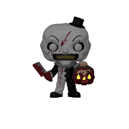 Art with Steve's Head Funko Pop! #2169 out-of-box showing glow-in-the-dark effect from Terrifier
