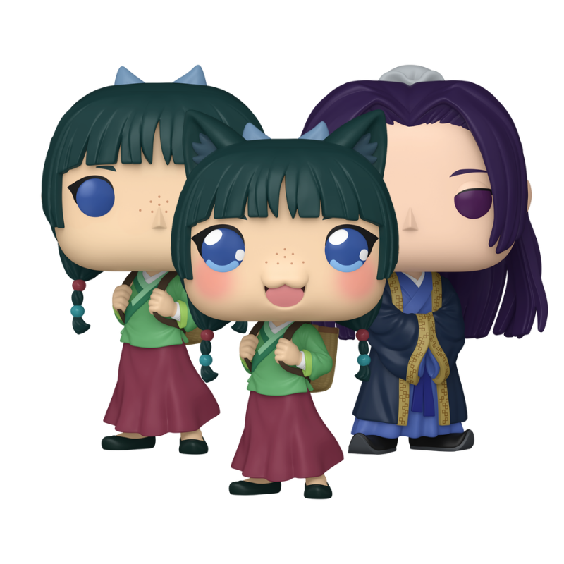 Maomao #2593, Maomao #2593 Chase, and Jinshi #2594 Funko Pop! set stock photo out-of-box from The Apothecary Diaries