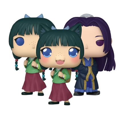 Maomao #2593, Maomao #2593 Chase, and Jinshi #2594 Funko Pop! set stock photo out-of-box from The Apothecary Diaries