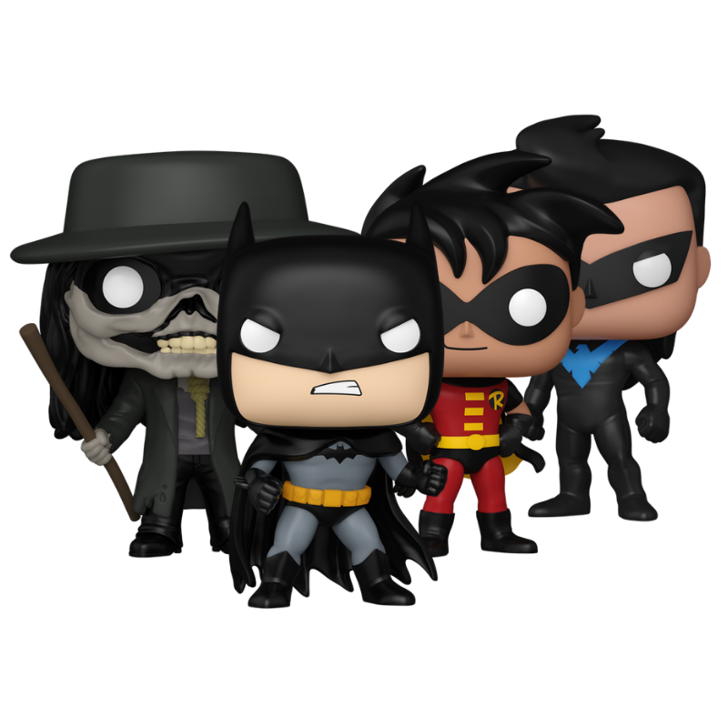 Batman #654 Nightwing #655 Robin #656 and Scarecrow #657 Funko Pop! set stock photo out-of-box from The New Batman Adventures