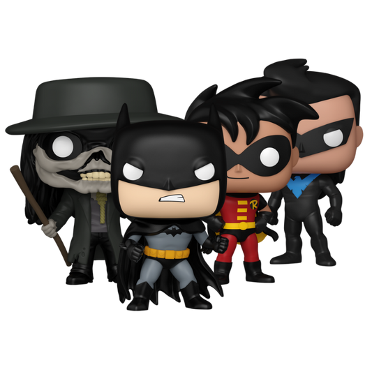 Batman #654 Nightwing #655 Robin #656 and Scarecrow #657 Funko Pop! set stock photo out-of-box from The New Batman Adventures