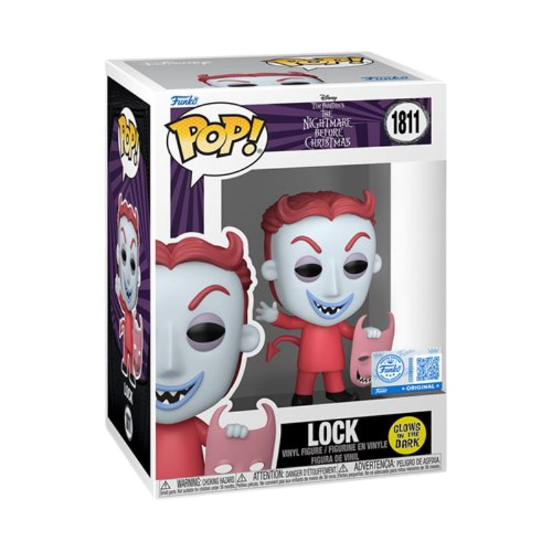Lock Funko Pop! #1811 EE Exclusive Glow stock photo in-box from The Nightmare Before Christmas