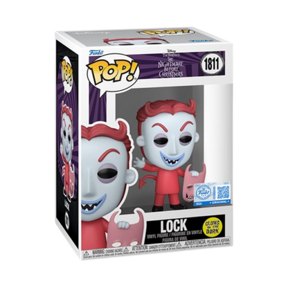 Lock Funko Pop! #1811 EE Exclusive Glow stock photo in-box from The Nightmare Before Christmas