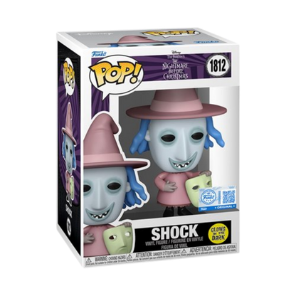 Shock Funko Pop! #1812 EE Exclusive Glow stock photo in-box from The Nightmare Before Christmas