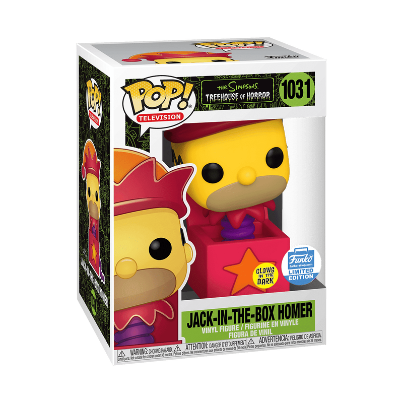 Jack-In-The-Box Homer Funko Pop! #1031 Glow stock photo in-box from The Simpsons Treehouse of Horror