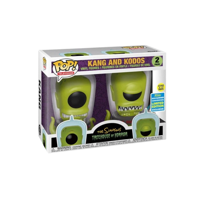 Kang and Kodos Glow Funko Pop! 2-Pack 2019 Summer Convention Exclusive stock photo in-box from The Simpsons Treehouse of Horror
