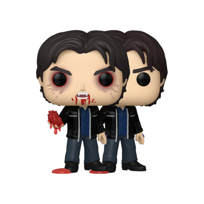 Damon Salvatore Funko Pop! #1975 Chase and Common Bundle featuring both collectible variants out-of-box from The Vampire Diaries