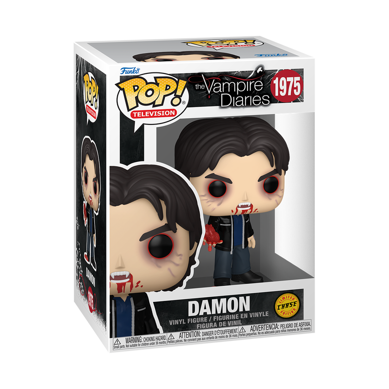 Damon Salvatore Funko Pop! #1975 Chase variant stock photo in-box from The Vampire Diaries