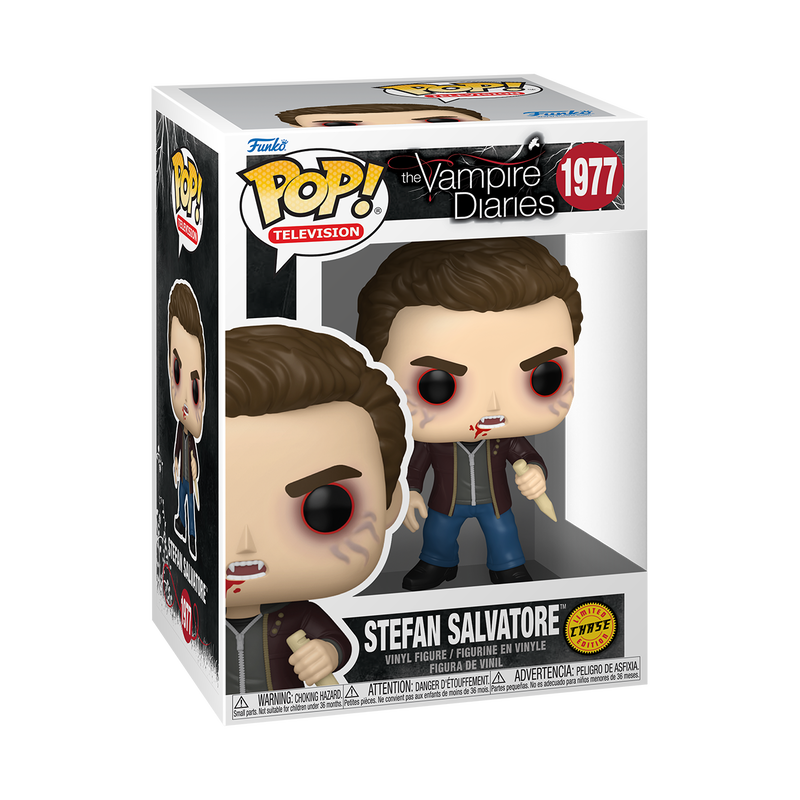 Stefan Salvatore Funko Pop! #1977 Chase variant stock photo in-box from The Vampire Diaries