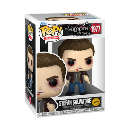 Stefan Salvatore Funko Pop! #1977 Chase variant stock photo in-box from The Vampire Diaries