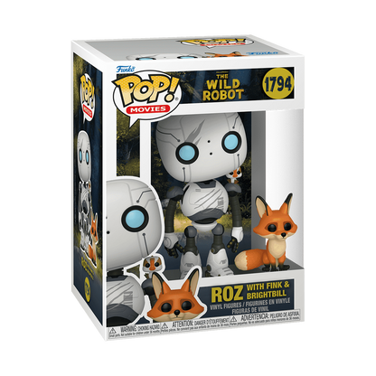 The Wild Robot Roz With Fink And Brightbill Funko Pop Packaging