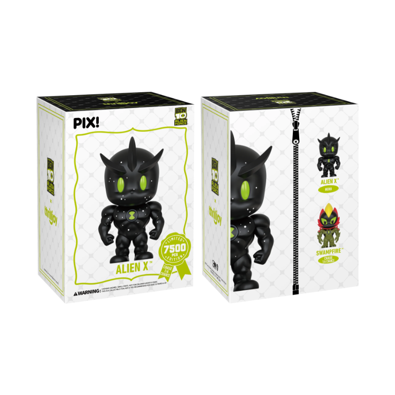 Alien X Sparkly Jerk Face Thrilljoy PIX! stock photo box front and back from Ben 10: Alien Force