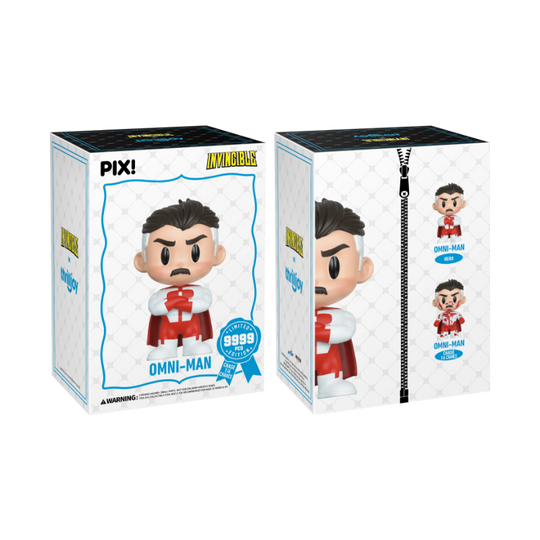 Omni-Man Hero Stance Thrilljoy PIX! stock photo box front and back from Invincible