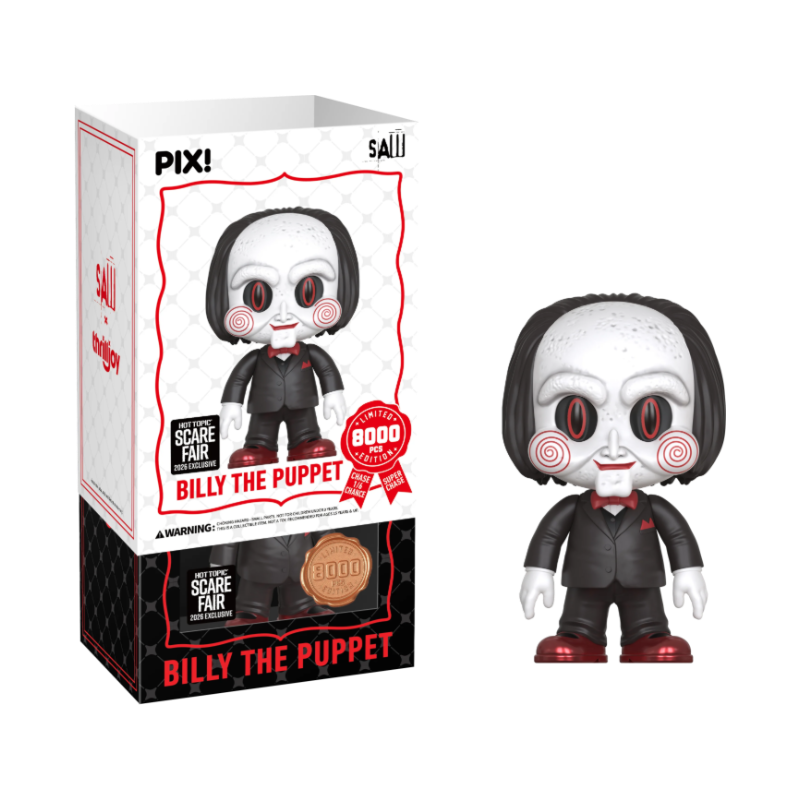 Billy the Puppet Jigsaw's Messenger Thrilljoy PIX! Hot Topic Scare Fair 2026 Exclusive stock photo with sleeve from Saw