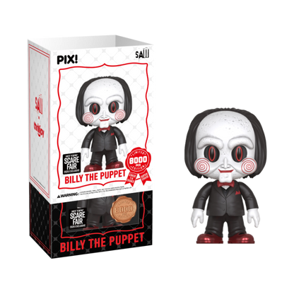 Billy the Puppet Jigsaw's Messenger Thrilljoy PIX! Hot Topic Scare Fair 2026 Exclusive stock photo with sleeve from Saw