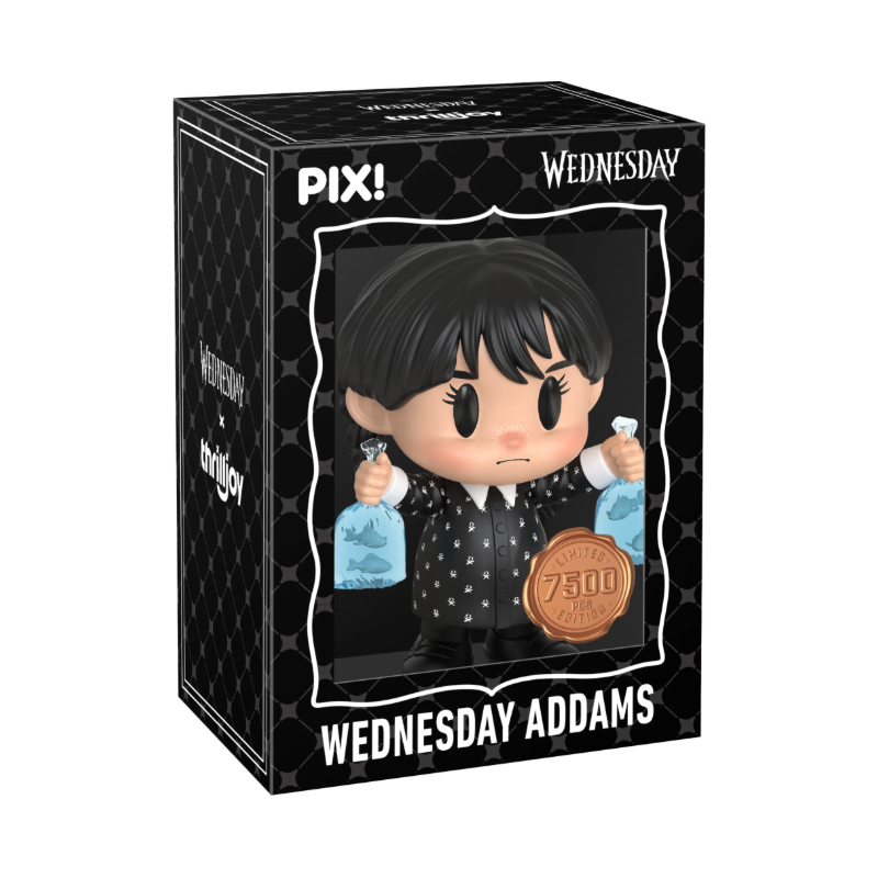 Wednesday Addams The Grim Reaper Barbie Thrilljoy PIX! stock photo in-box from Wednesday
