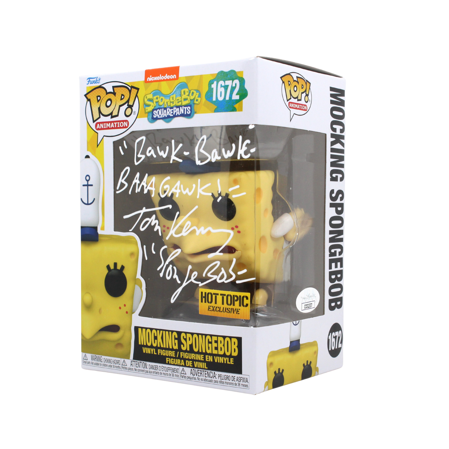 Tom Kenny Signed Mocking Spongebob Funko Pop Hot Topic Exclusive Figure Corner Angle