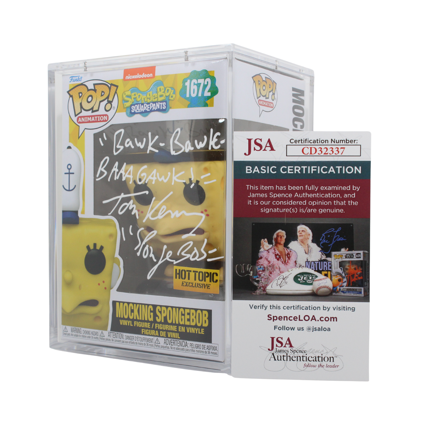 Tom Kenny Signed Mocking Spongebob Funko Pop Hot Topic Exclusive Figure JSA Authentication