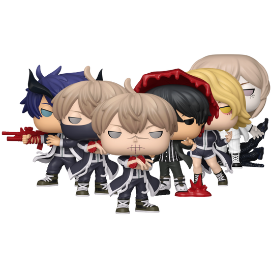 Tougen Anki Funko Pop! complete set featuring Shiki Ichinose Jin Kougasaki common and chase Naito Mudano Mikado Momodera and Kuina Sazanami stock photo out-of-box