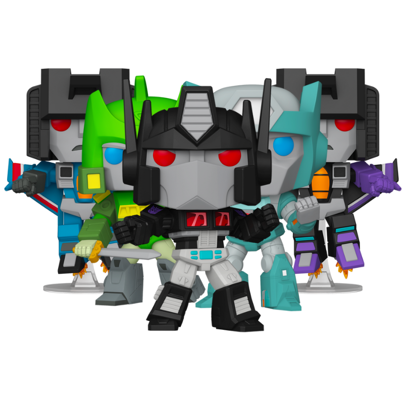 Transformers Retro Toys Funko Pop set with Springer Kup Nemesis Prime Skywarp and Thundercracker Chase figures out of box