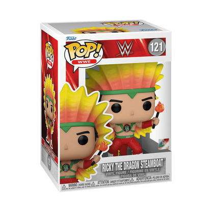 Ricky The Dragon Steamboat Funko Pop! #121 stock photo in-box from WWE