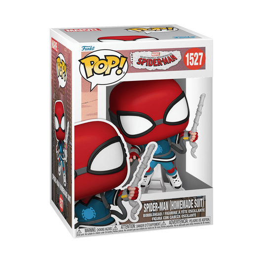 Spider-Man Homemade Suit Funko Pop! #1527 stock photo in-box from Marvel Animation's Your Friendly Neighborhood Spider-Man