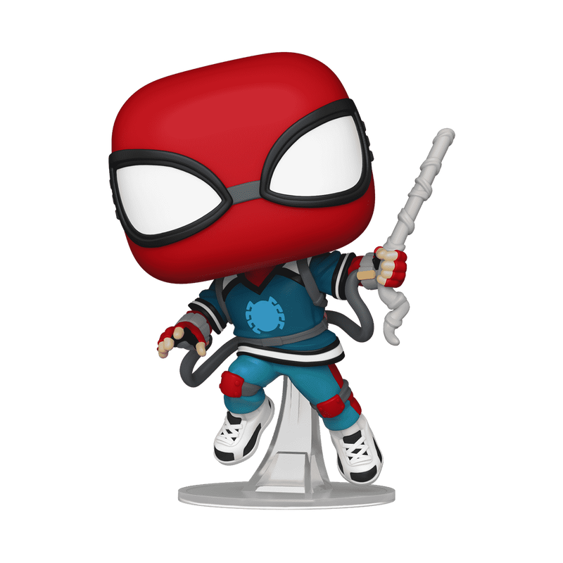 Spider-Man Homemade Suit Funko Pop! #1527 stock photo out-of-box from Marvel Animation's Your Friendly Neighborhood Spider-Man