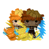 Zenitsu Agatsuma Funko Pop! #2502 Glow Chase and Common set stock photo out-of-box from Demon Slayer